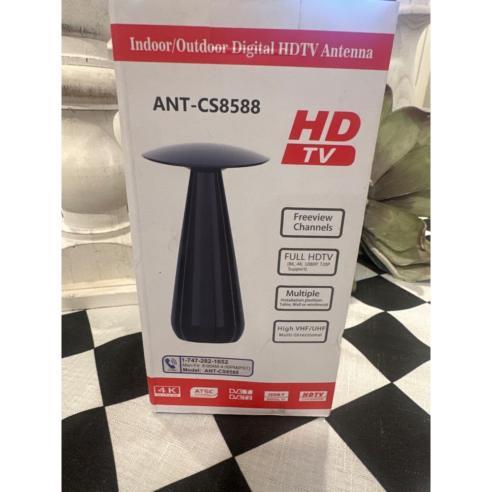 Digital HDTV Antenna Indoor Outdoor 4K 1080p Freeview ANT-CS8588 Black
